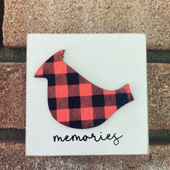 *Buffalo Check Cardinal Memories Block Shelf Sitter - Picture 7 of 13